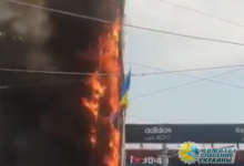 В ходе побоища на рынке Харькова сгорел флаг Украины